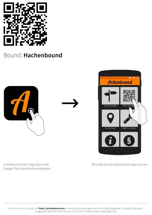 QR-Code zur App für die virtuelle Führung Actionbound durch Hachenburg. 