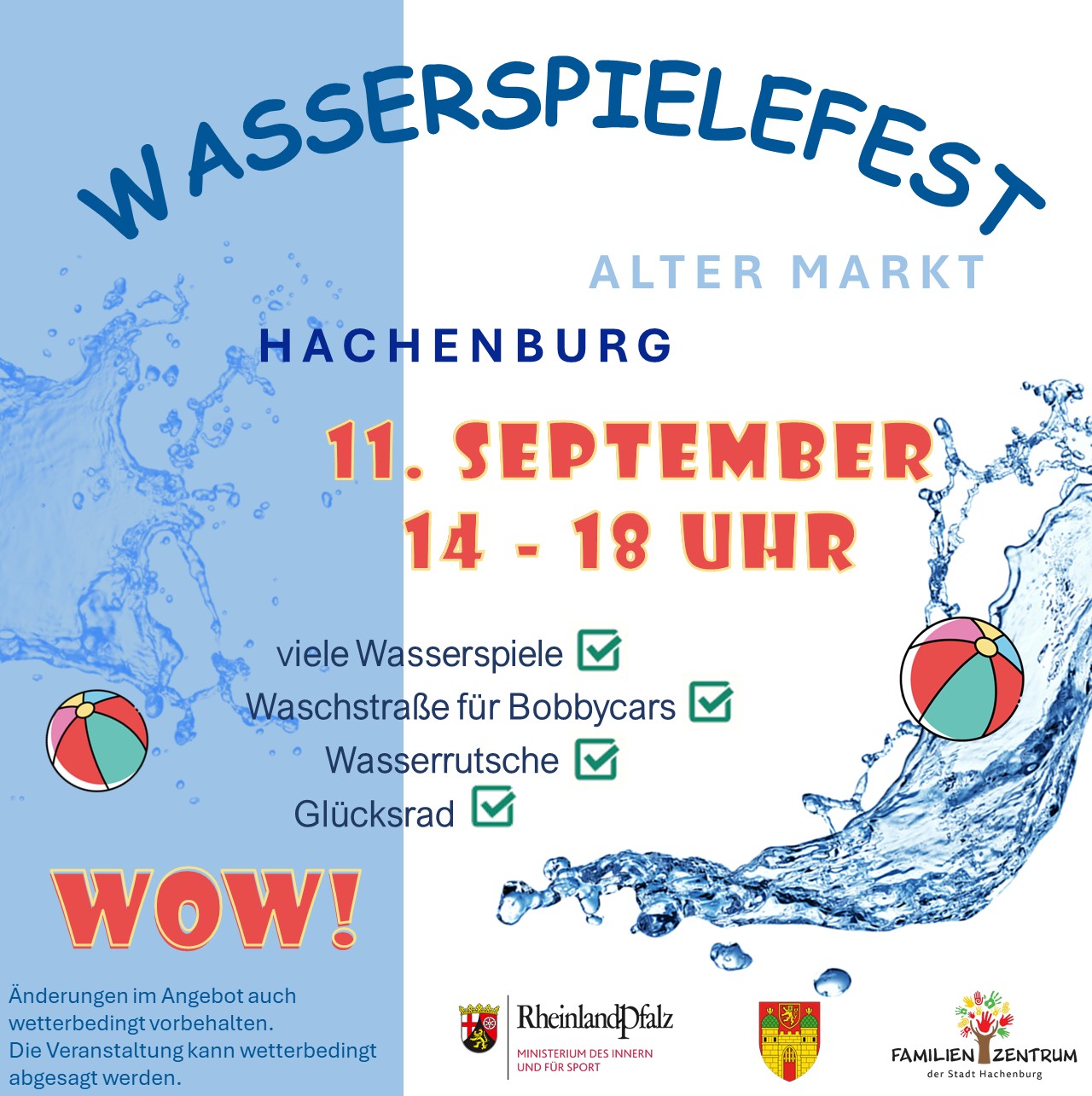 Plakat Wasserspielefest Hachenburg, 11.09.2024